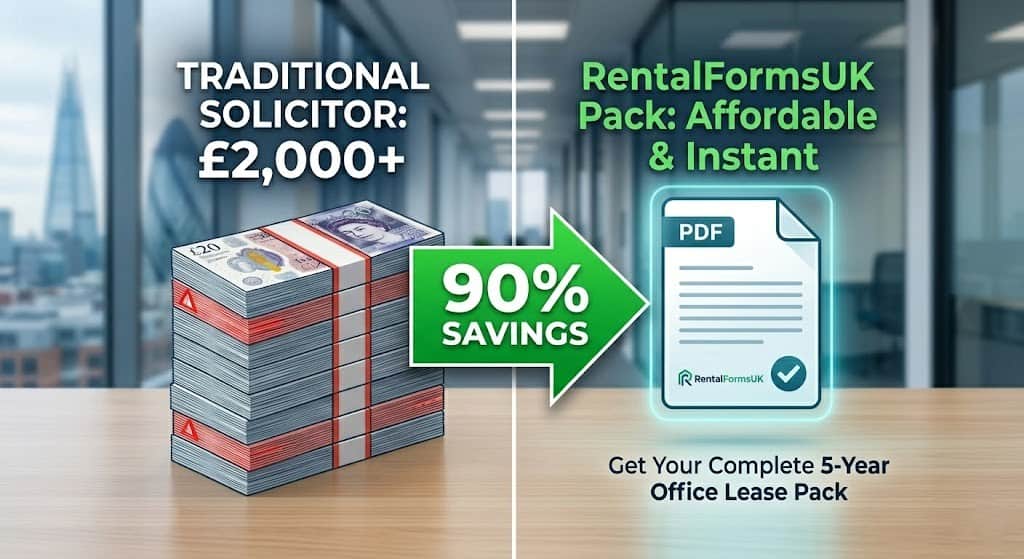 Cost comparison between UK solicitors and professional lease templates.