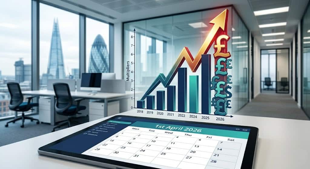 Upcoming 2026 UK Business Rates revaluation chart for office tenants.